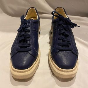 MANUEL BARCELÓ NAVY LEATHER PLATFORM SNEAKERS